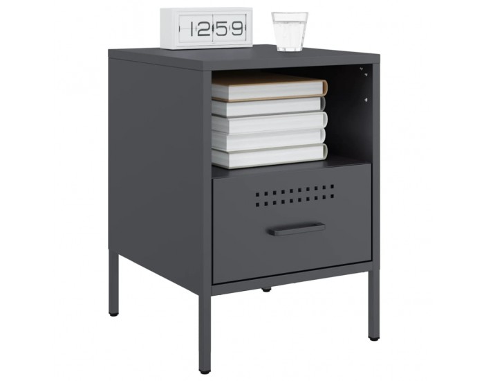 Sonata H Нощни шкафчета, 2 бр, антрацит, 36x39x50,5 см, стомана