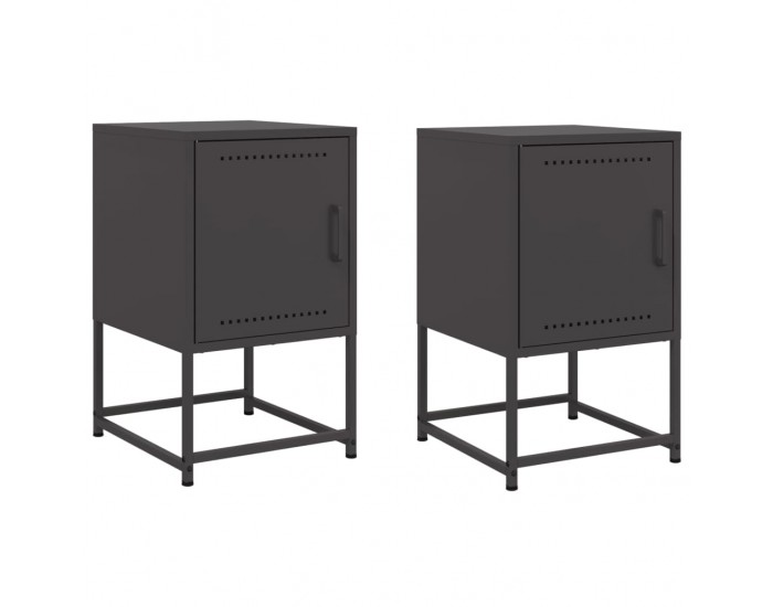 Sonata H Нощни шкафчета 2 бр черен 36x39x60,5 см стомана