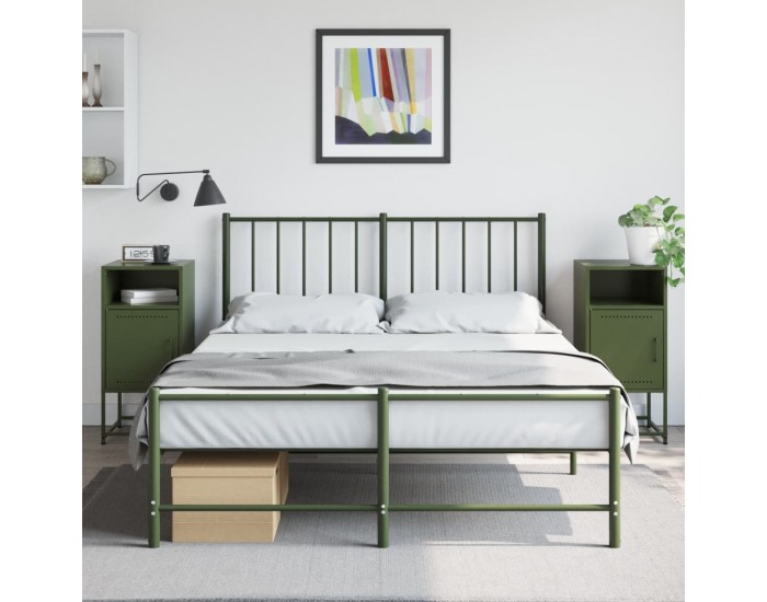 Sonata H Нощни шкафчета 2 бр маслиненозелени 36x39x78 см стомана