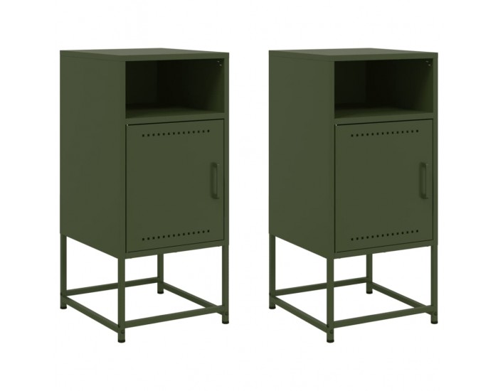 Sonata H Нощни шкафчета 2 бр маслиненозелени 36x39x78 см стомана