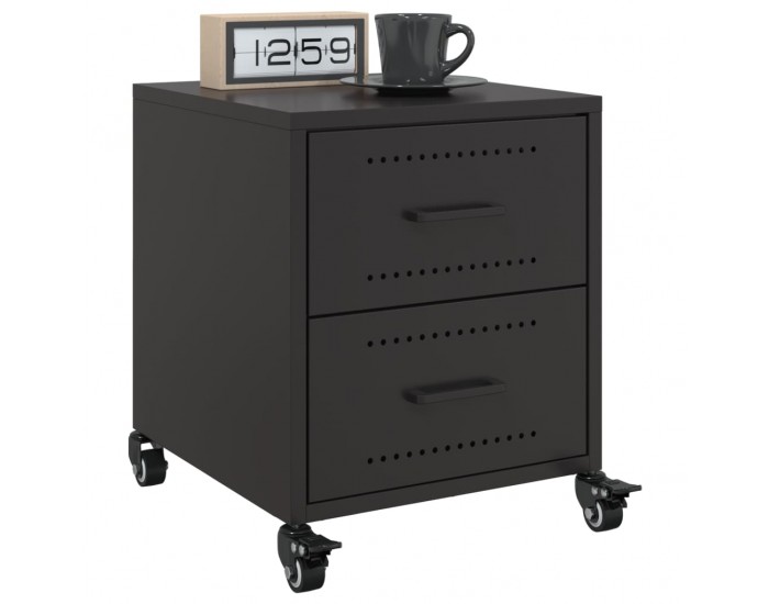 Sonata H Нощни шкафчета, 2 бр, черни, 36x39x43,5 см, стомана