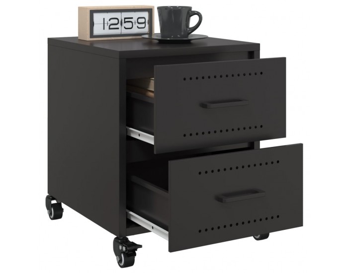 Sonata H Нощни шкафчета, 2 бр, черни, 36x39x43,5 см, стомана