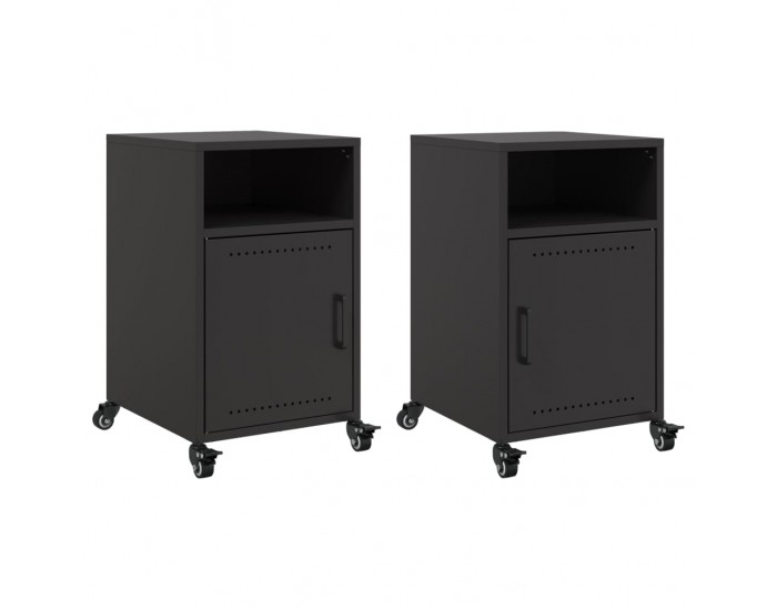 Sonata H Нощни шкафчета, 2 бр, черни, 36x39x59 см, стомана