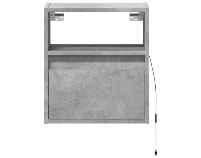 Sonata H Нощни шкафчета за стена с LED осветление, 2 бр, бетонно сиви