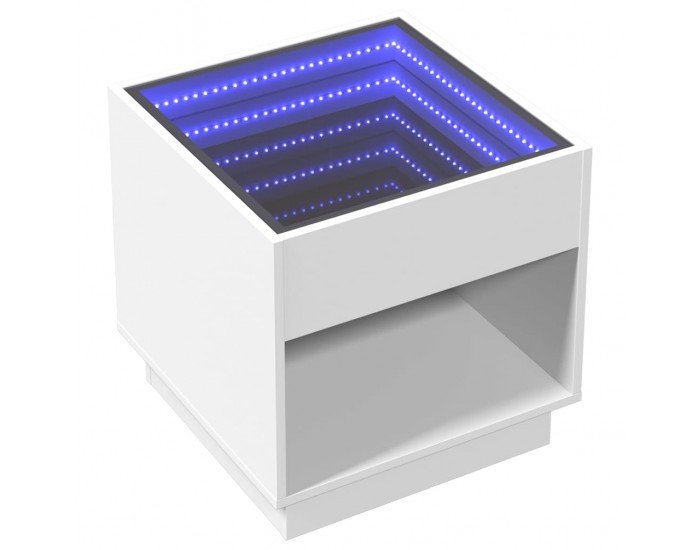 Sonata H Нощна масичка с Infinity LED бяла 50x50x50 см