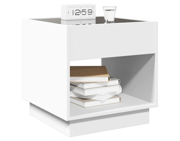 Sonata H Нощна масичка с Infinity LED бяла 50x50x50 см