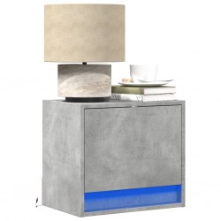 Sonata H Нощни шкафчета за стена с LED осветление, 2 бр, бетонно сиви - Нощни шкафчета