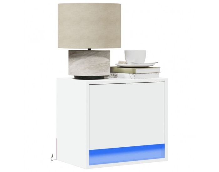 Sonata H Нощно шкафче за стена с LED осветление, бяло