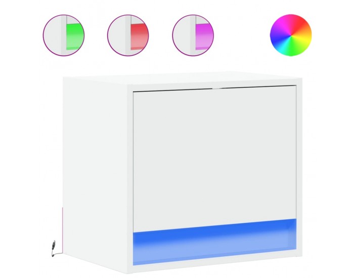 Sonata H Нощно шкафче за стена с LED осветление, бяло