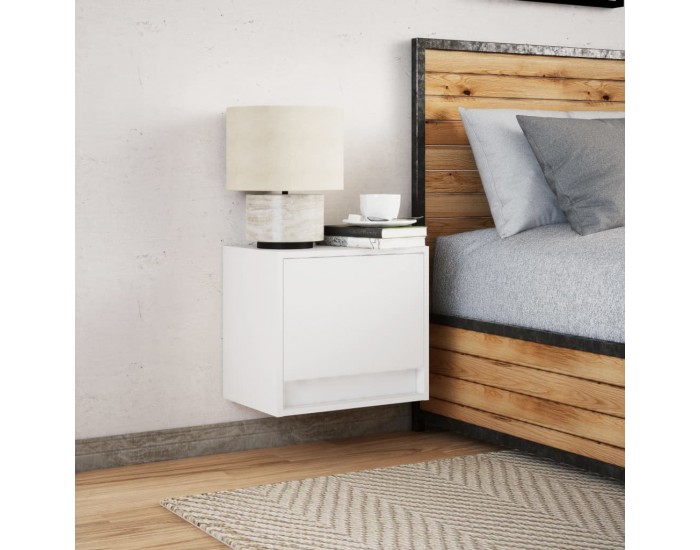 Sonata H Нощно шкафче за стена с LED осветление, бяло