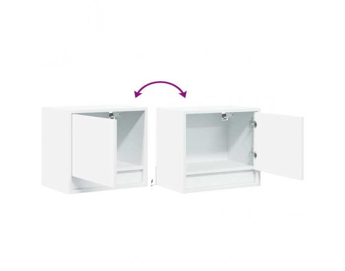 Sonata H Нощно шкафче за стена с LED осветление, бяло