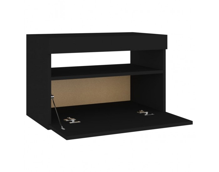 Sonata H Нощни шкафчета с LED, 2 бр, черни, 60x35x40 см, инженерно дърво