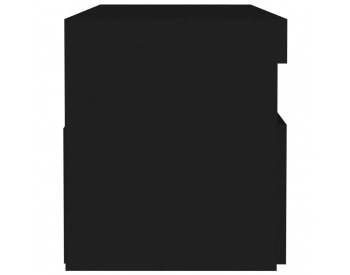 Sonata H Нощни шкафчета с LED, 2 бр, черни, 60x35x40 см, инженерно дърво