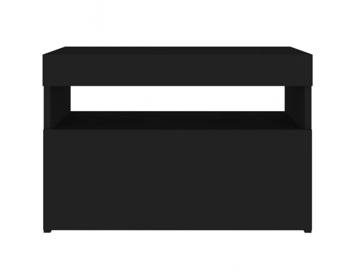 Sonata H Нощни шкафчета с LED, 2 бр, черни, 60x35x40 см, инженерно дърво