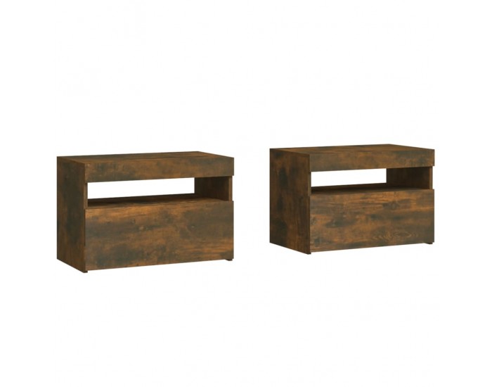 Sonata H Нощни шкафчета, 2 бр, с LED осветление, опушен дъб, 60x35x40 см