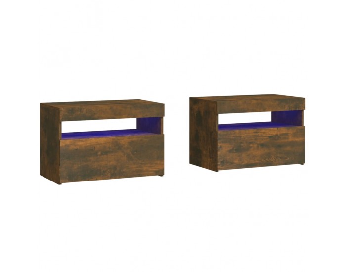 Sonata H Нощни шкафчета, 2 бр, с LED осветление, опушен дъб, 60x35x40 см