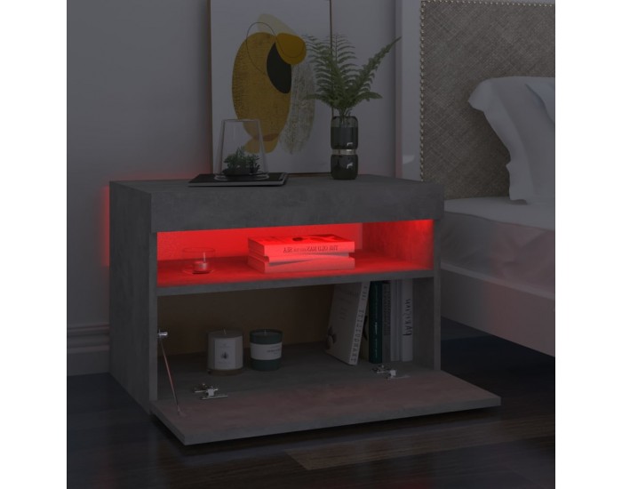 Sonata H Нощно шкафче с LED осветление бетонно сиво 60x35x40 см