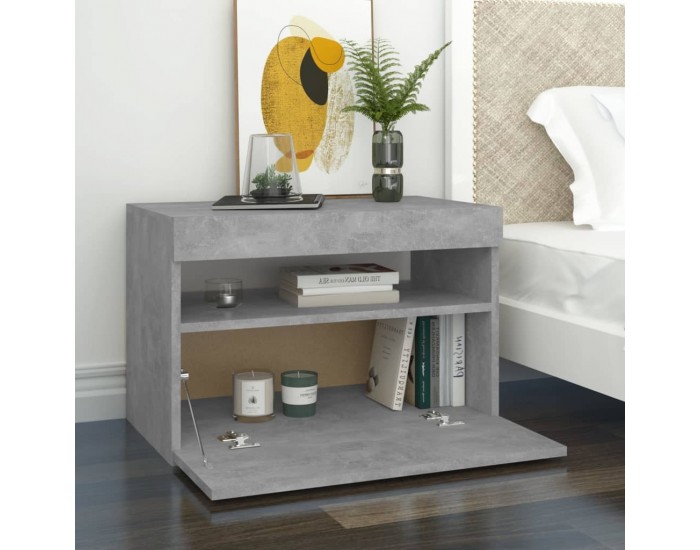 Sonata H Нощно шкафче с LED осветление бетонно сиво 60x35x40 см