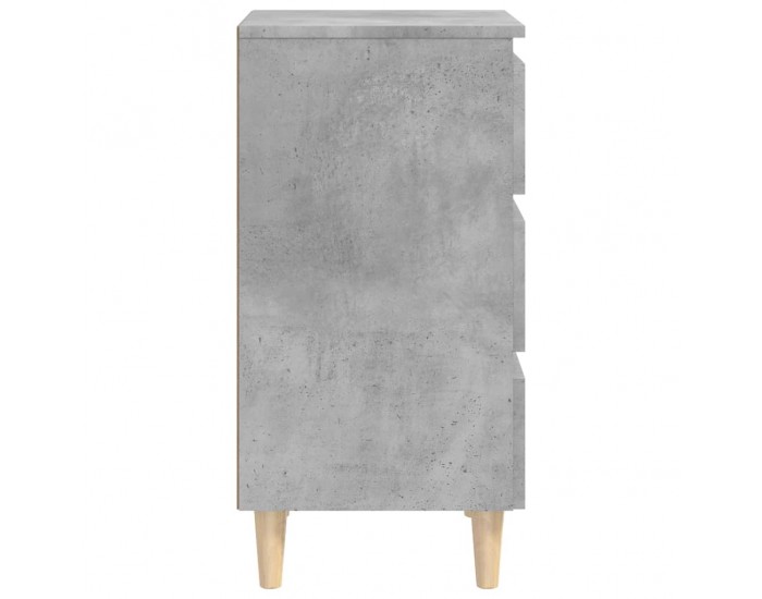 Sonata H Нощнo шкафче с крака от дърво масив, бетонно сиво, 40x35x69 см