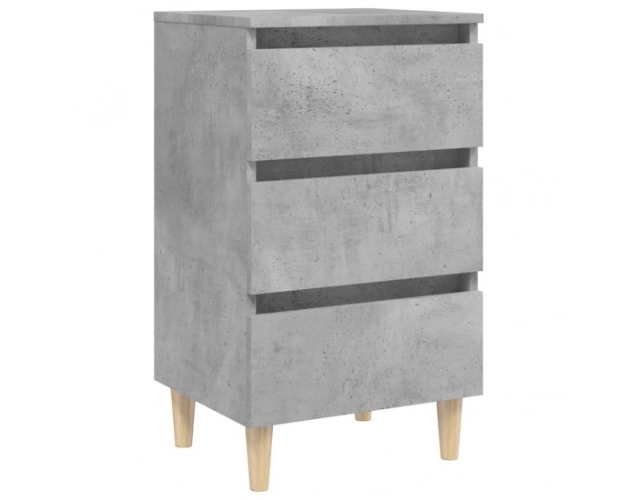 Sonata H Нощнo шкафче с крака от дърво масив, бетонно сиво, 40x35x69 см