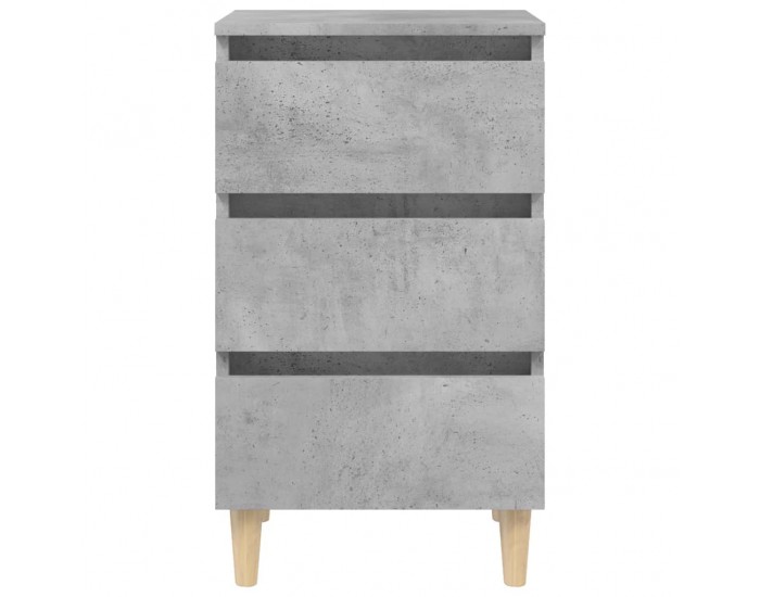 Sonata H Нощнo шкафче с крака от дърво масив, бетонно сиво, 40x35x69 см