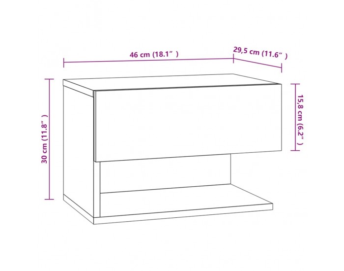Sonata H Нощно шкафче за стенен монтаж, бяло