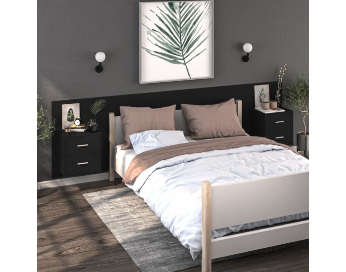 Sonata H Нощно шкафче за стенен монтаж, черно