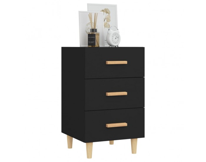 Sonata H Нощно шкафче, черно, 40x40x66 см, инженерно дърво