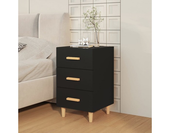 Sonata H Нощно шкафче, черно, 40x40x66 см, инженерно дърво