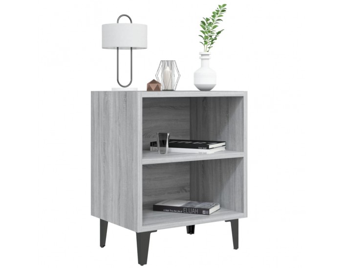 Sonata H Нощно шкафче с метални крака, сив сонома, 40x30x50 см