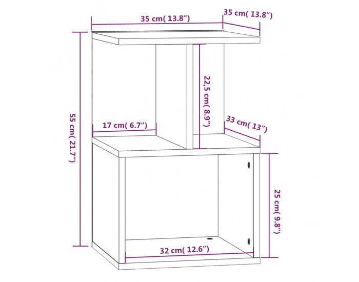 Sonata H Нощни шкафчета, 2 бр, сив сонома, 35x35x55 см, инженерно дърво