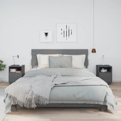 Sonata H Нощни шкафчета, 2 бр, сиви, 40x34x55 см, борово дърво масив - Нощни шкафчета