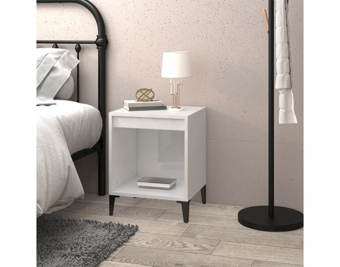 Sonata H Нощно шкафче, бял гланц, 40x35x50 см