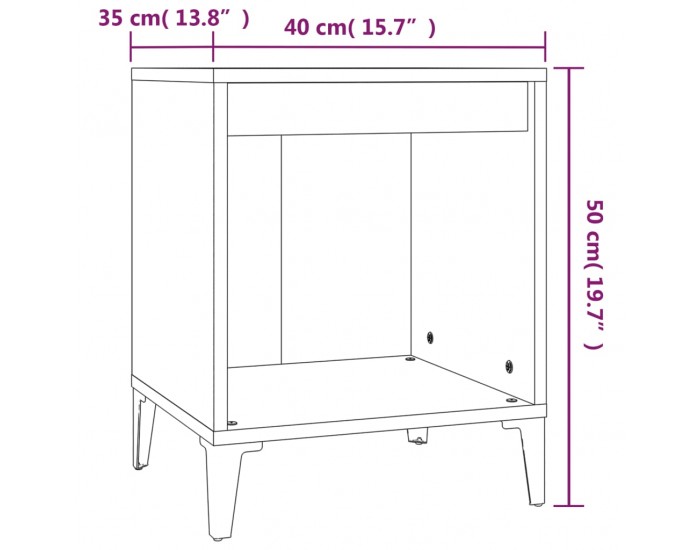 Sonata H Нощно шкафче, бял гланц, 40x35x50 см