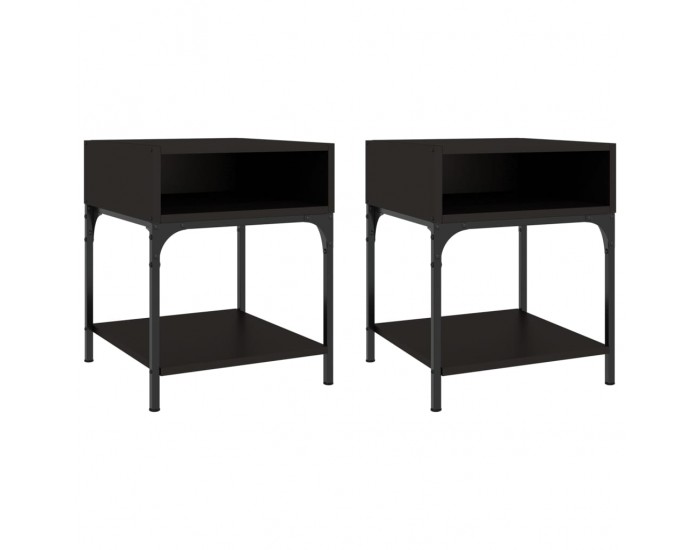 Sonata H Нощни масички, 2 бр, черни, 40x41x50 см, инженерно дърво