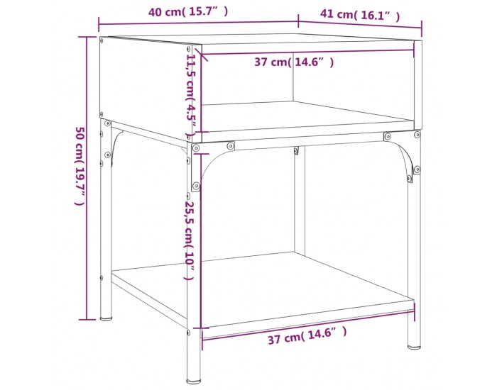 Sonata H Нощни масички, 2 бр, черни, 40x41x50 см, инженерно дърво