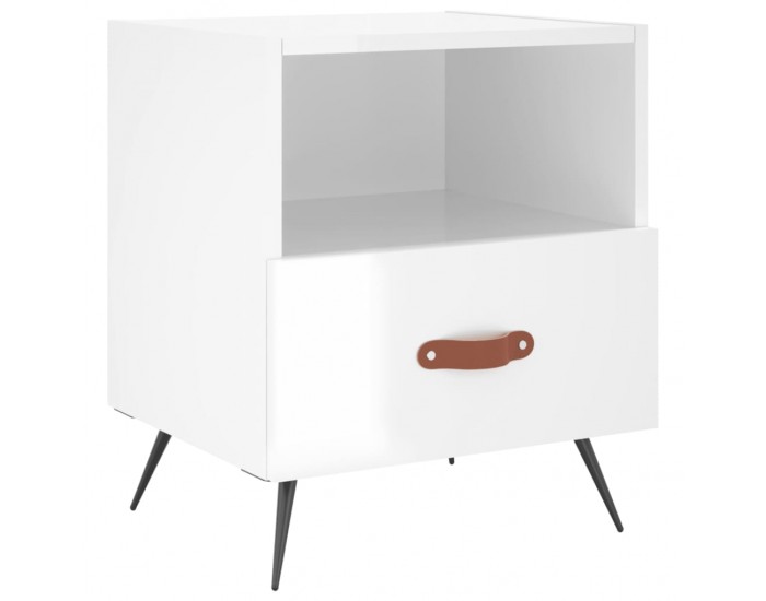 Sonata H Нощни шкафчета, 2 бр, бял гланц, 40x35x47,5 см, инженерно дърво