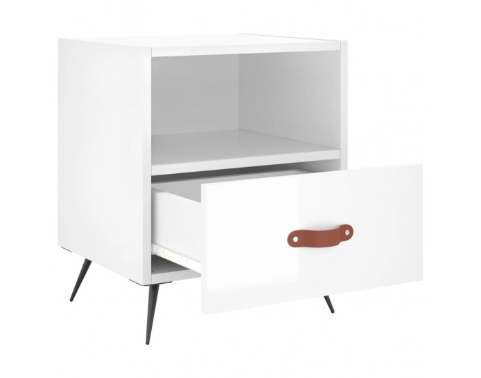 Sonata H Нощни шкафчета, 2 бр, бял гланц, 40x35x47,5 см, инженерно дърво