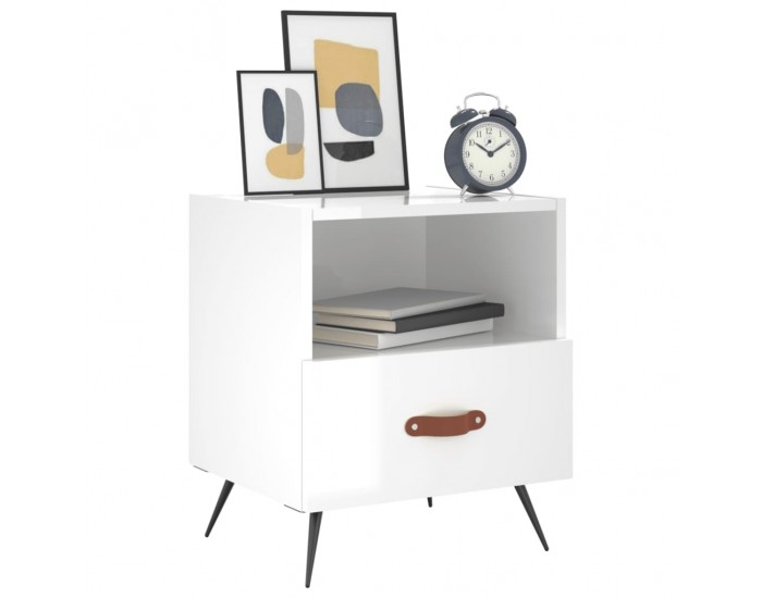 Sonata H Нощни шкафчета, 2 бр, бял гланц, 40x35x47,5 см, инженерно дърво