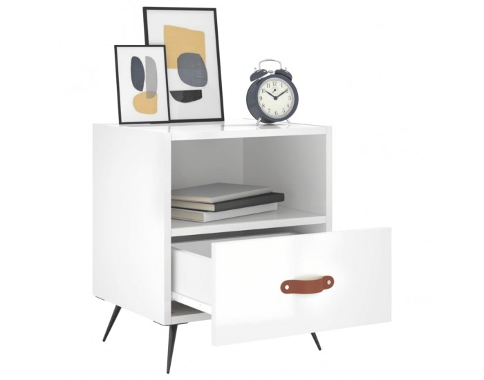 Sonata H Нощни шкафчета, 2 бр, бял гланц, 40x35x47,5 см, инженерно дърво