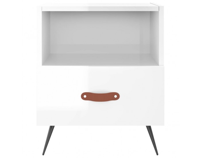 Sonata H Нощни шкафчета, 2 бр, бял гланц, 40x35x47,5 см, инженерно дърво