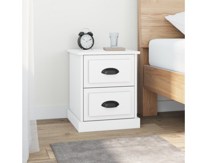 Sonata H Нощни шкафчета, 2 бр, бели, 39x39x47,5 см, инженерно дърво
