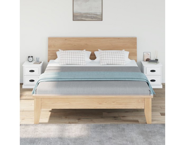 Sonata H Нощни шкафчета, 2 бр, бели, 39x39x47,5 см, инженерно дърво