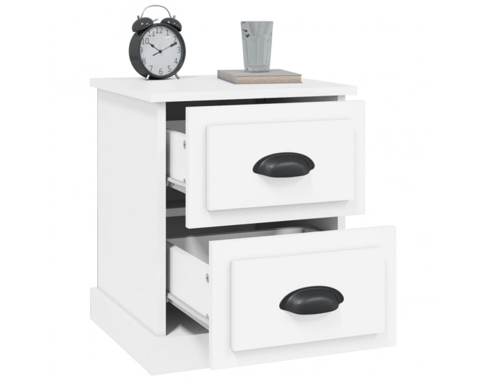 Sonata H Нощни шкафчета, 2 бр, бели, 39x39x47,5 см, инженерно дърво