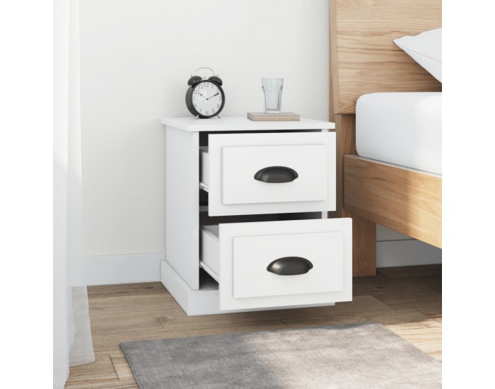 Sonata H Нощни шкафчета, 2 бр, бели, 39x39x47,5 см, инженерно дърво