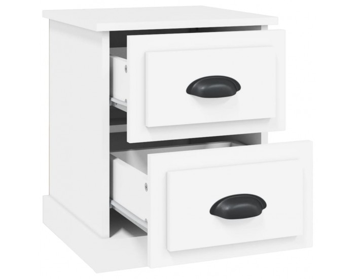 Sonata H Нощни шкафчета, 2 бр, бели, 39x39x47,5 см, инженерно дърво