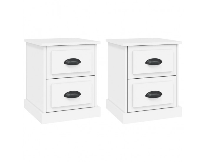 Sonata H Нощни шкафчета, 2 бр, бели, 39x39x47,5 см, инженерно дърво