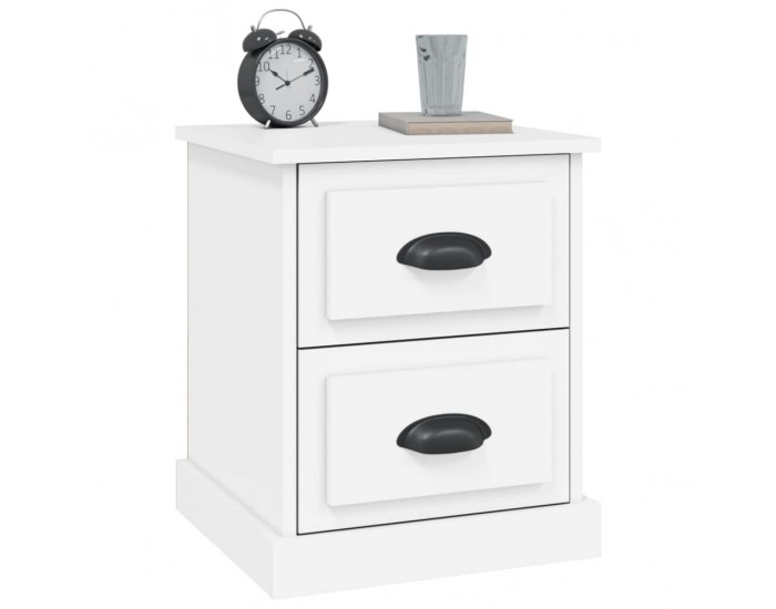 Sonata H Нощни шкафчета, 2 бр, бели, 39x39x47,5 см, инженерно дърво