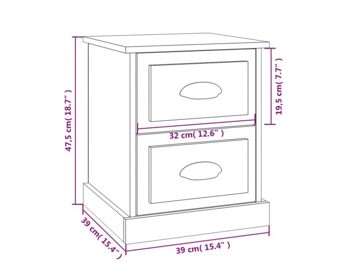 Sonata H Нощни шкафчета, 2 бр, бели, 39x39x47,5 см, инженерно дърво
