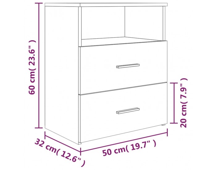 Sonata H Нощно шкафче, сив сонома, 50x32x60 см